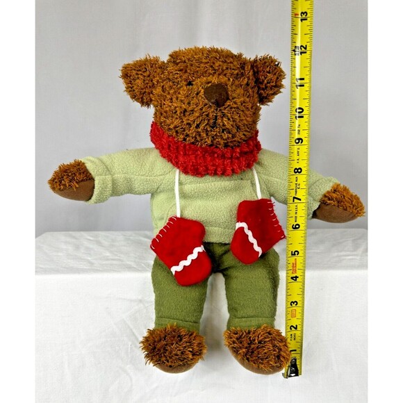 VINTAGE Hallmark 2002 Brown Teddy Bear w Red Mittens 12” Plush Christmas Winter - Picture 7 of 11